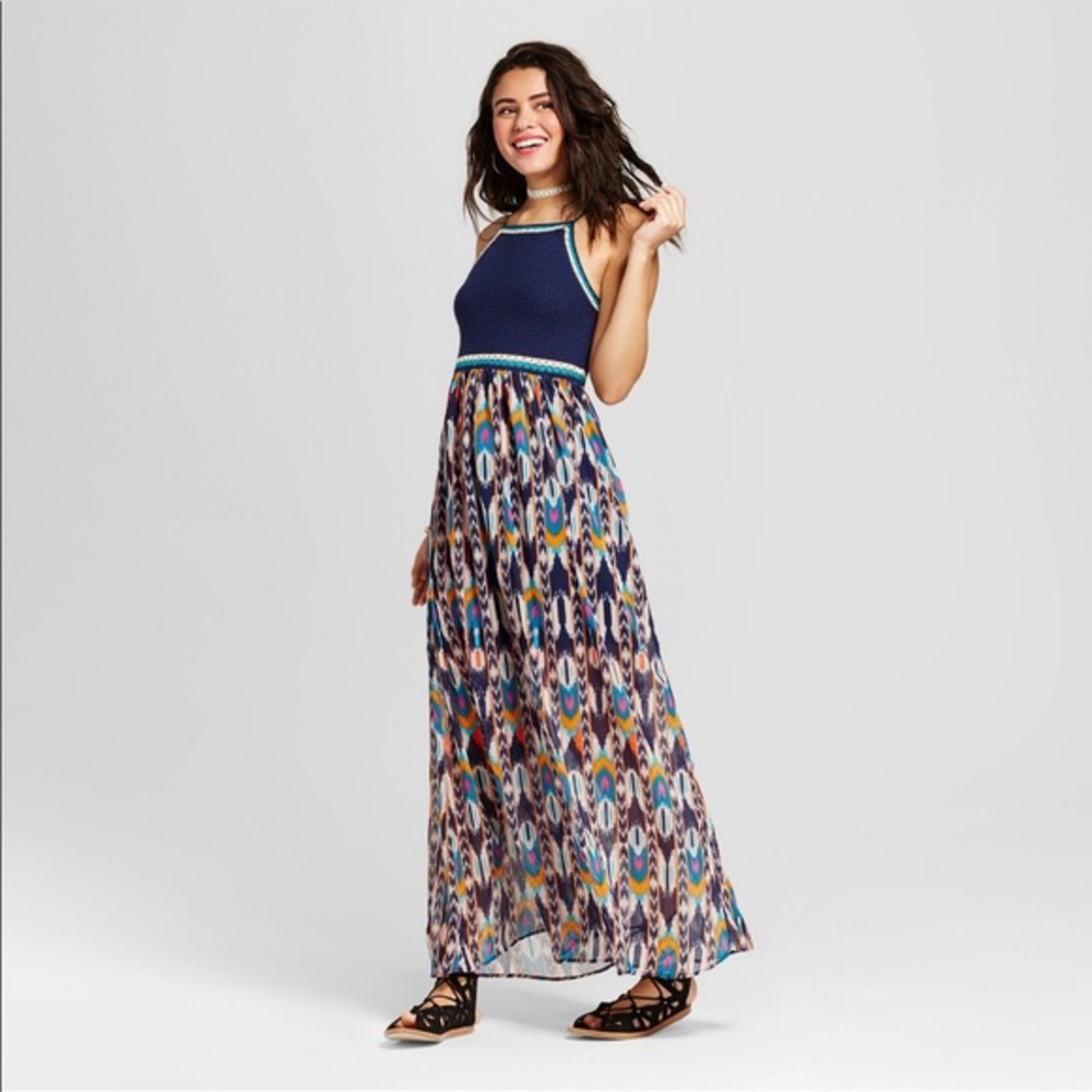 Xhilaration crochet top aztec print maxi d…